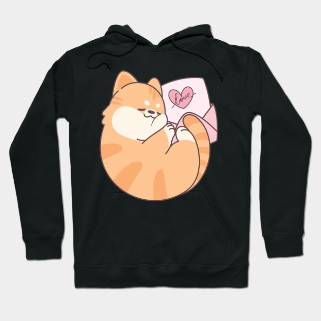 Sleeping Chubby Orange Cat Love Letter Hoodie by XEENYEE